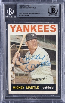 1964 Topps #50 Mickey Mantle Signed Card – BGS Authentic
